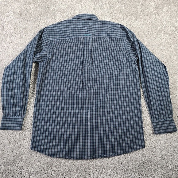 Ariat Pro Series Shirt Mens Medium Blue Plaid Button Up Long Sleeve Vented - Picture 7 of 11